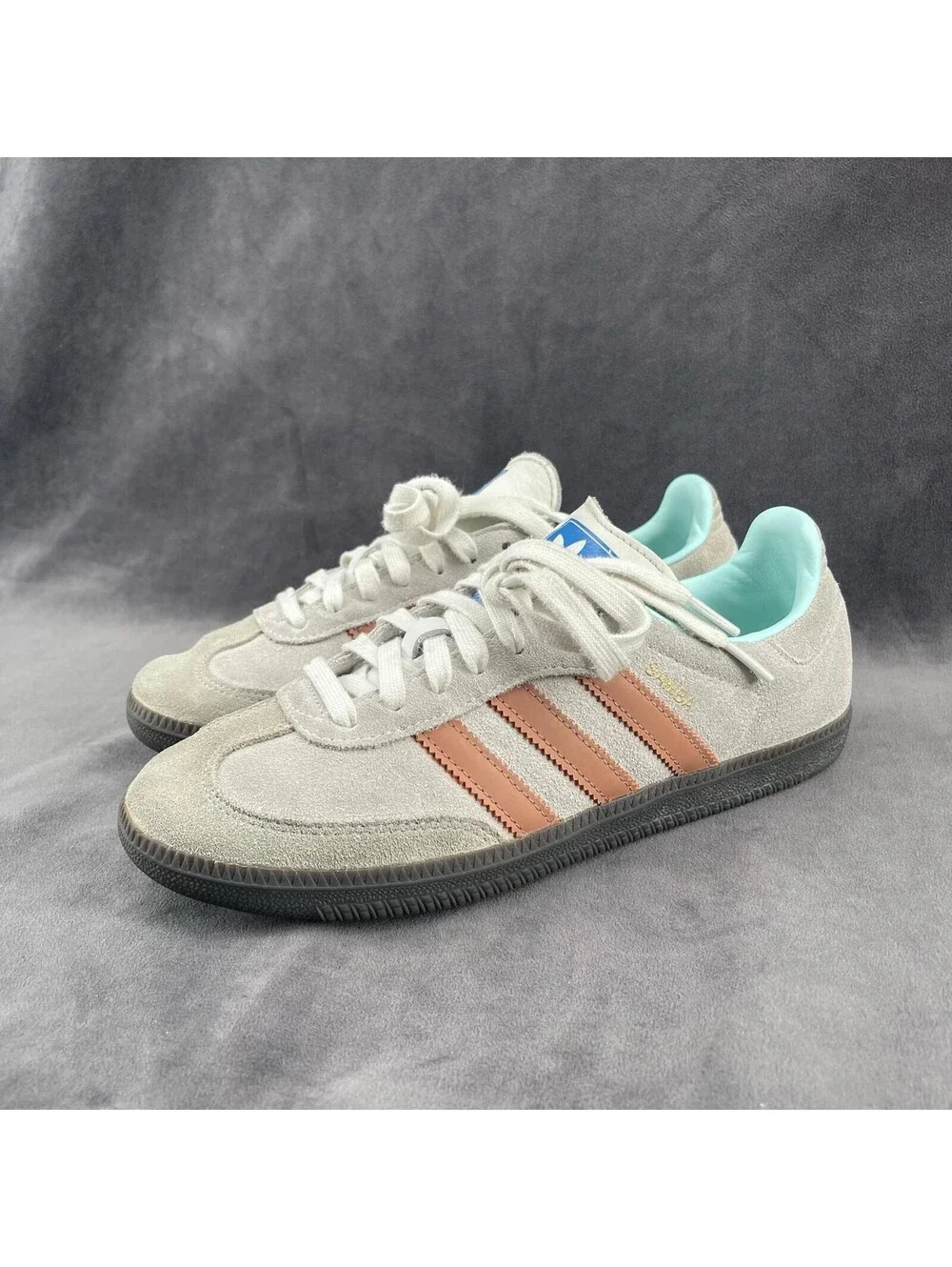 adidas Samba Men’s Size 7 Gray Suede Sneakers Gum Sole 2023